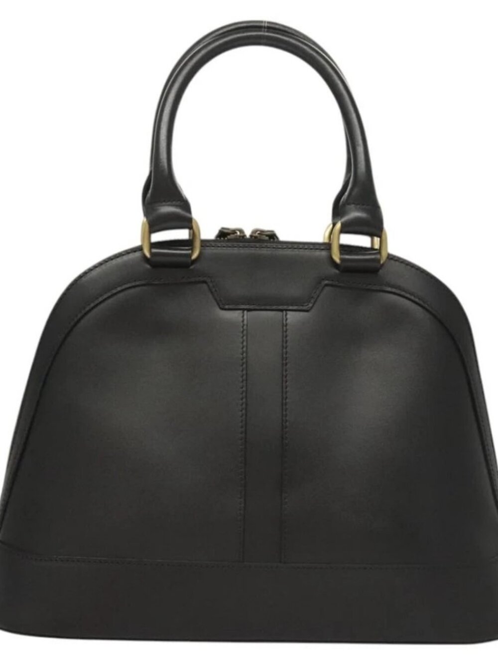 BURBERRY Hand Bag Leather Gold Black Auth - Picture 3 of 16